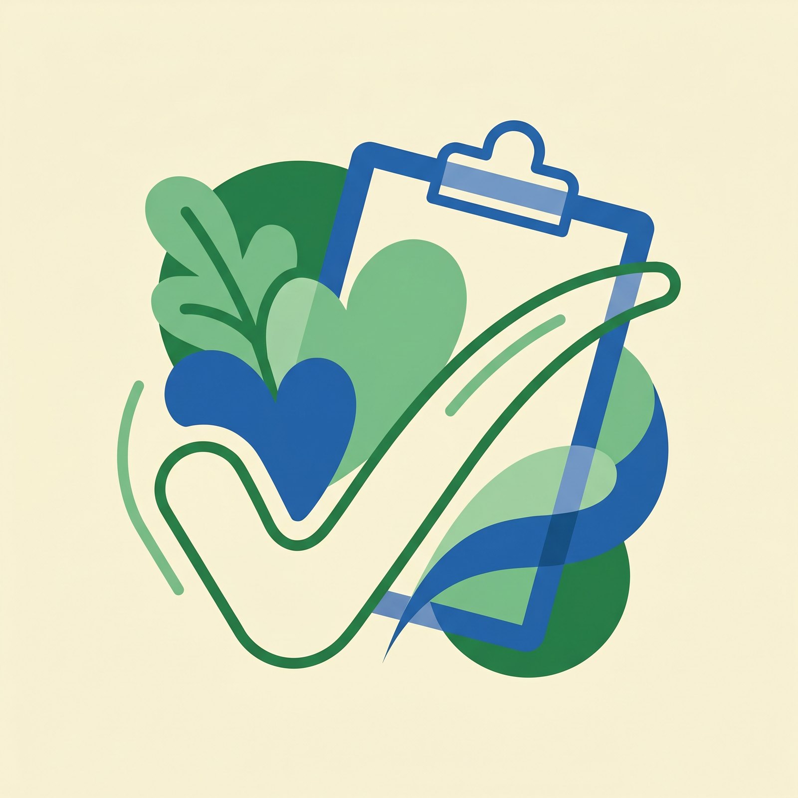 Abstract illustration representing simple, transparent healthcare pricing in Dynamic Health's green and blue brand colors